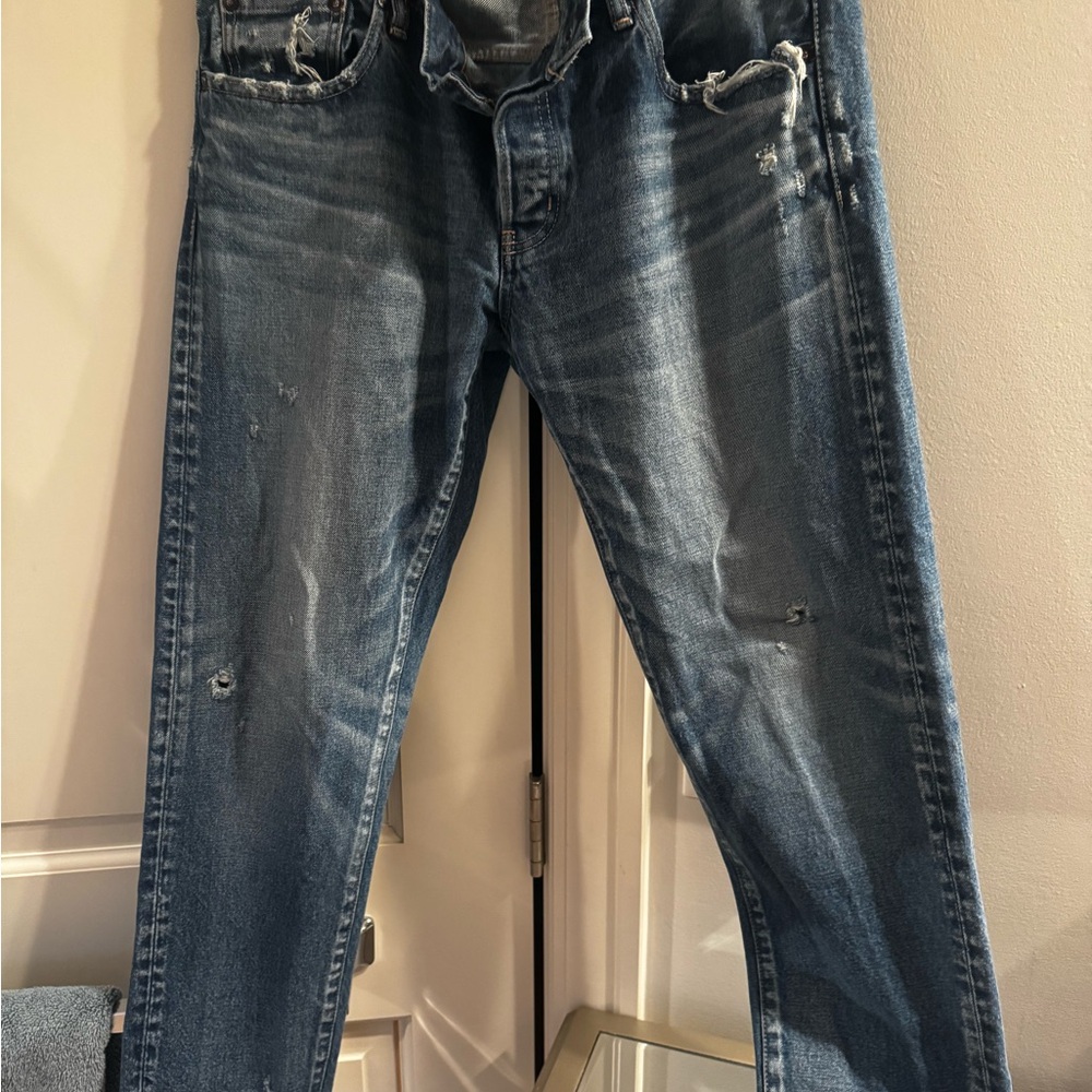 Moussy Blue Skinny Leg Jeans with Vintage Distressing. Gorgeous!